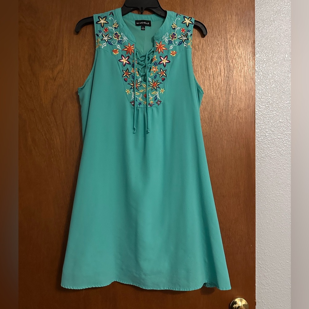 My Michelle Turquoise Floral Mini Dress
